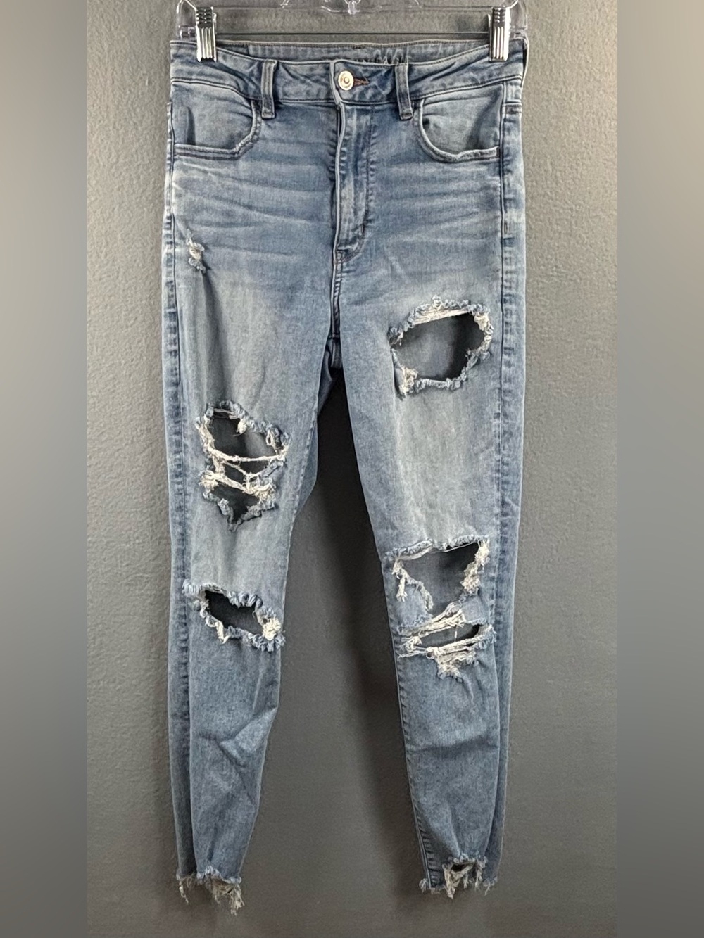 American Eagle Outfitters Light Blue Distressed Skinny Jeans Women’s 10
